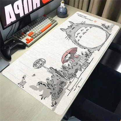 XXL Cartoon Cat Mousepad – 90x40cm HD Print, Non-Slip, Locking Edge Desk Mat
