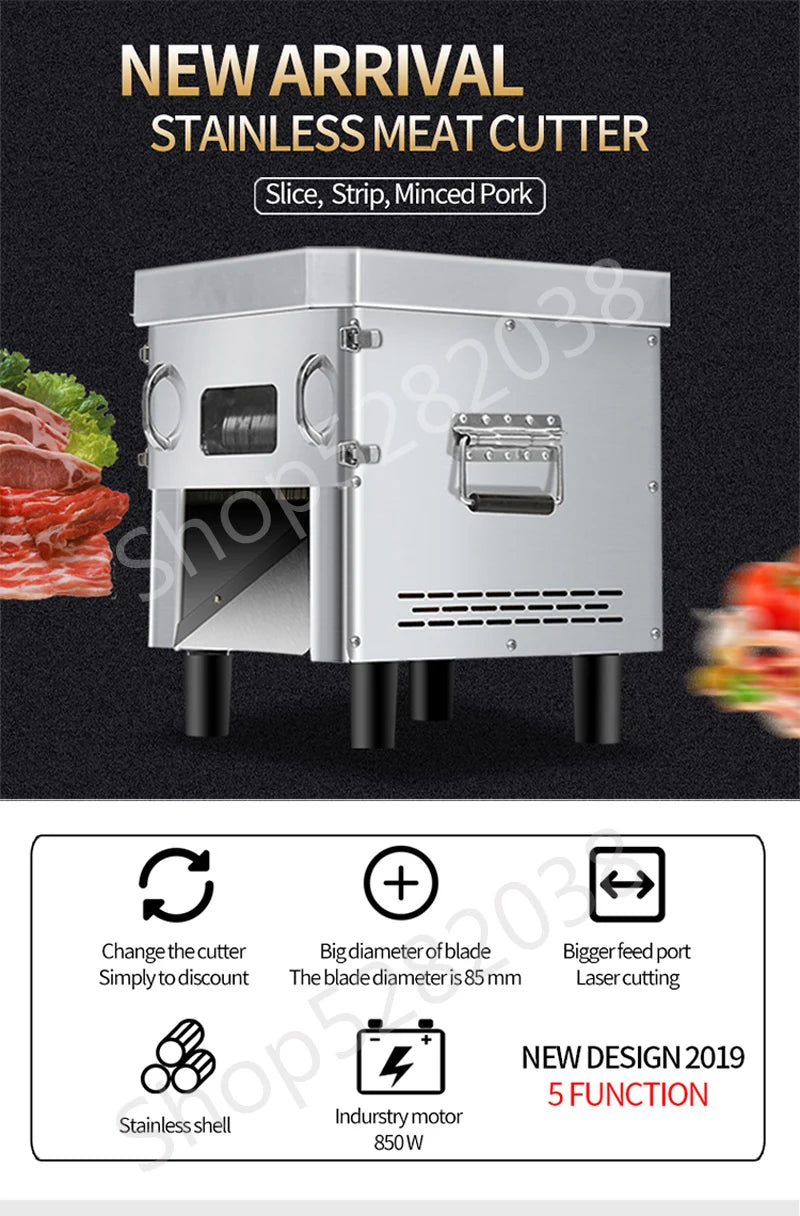 850W Commercial Meat Cube Cutter & Slicer Machine – Adjustable Cut Size, Fresh Meat Dicer