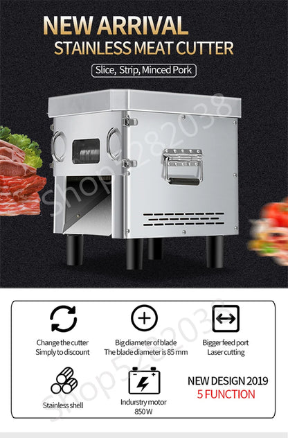 850W Commercial Meat Cube Cutter & Slicer Machine – Adjustable Cut Size, Fresh Meat Dicer