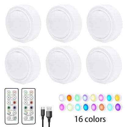 RGB LED Under Cabinet Light – 16 Colors, USB Rechargeable, Remote Control