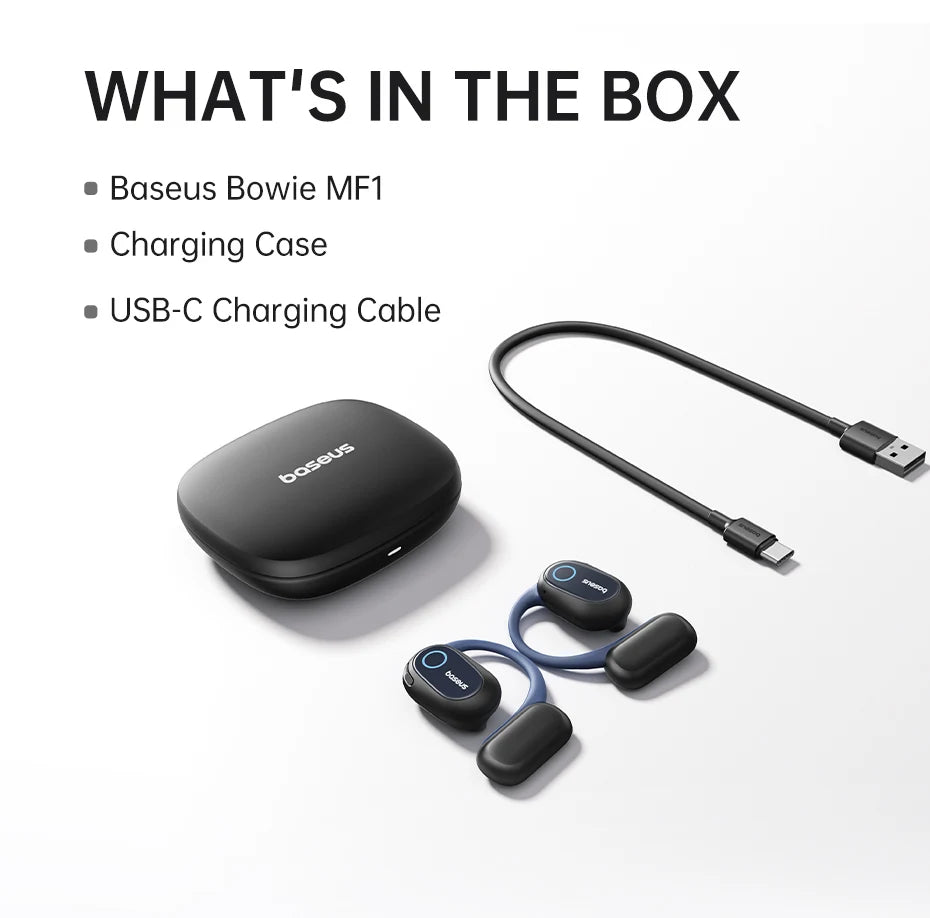 Baseus Bowie MF1 Open-Ear Sport Wireless Earphones – Bluetooth 5.4, 60Hrs, 4-Mic ENC, IPX4