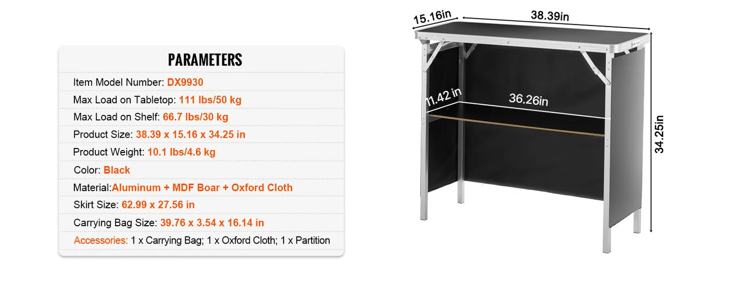 SucceBuy Portable Folding Bar Table | Trade Show Podium with EU Shipping