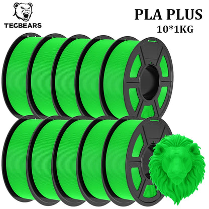TECBEARS PLA+ Filament – 10KG Bundle, 1.75mm, Multi-Color, High Toughness, No Bubbles for FDM Printers