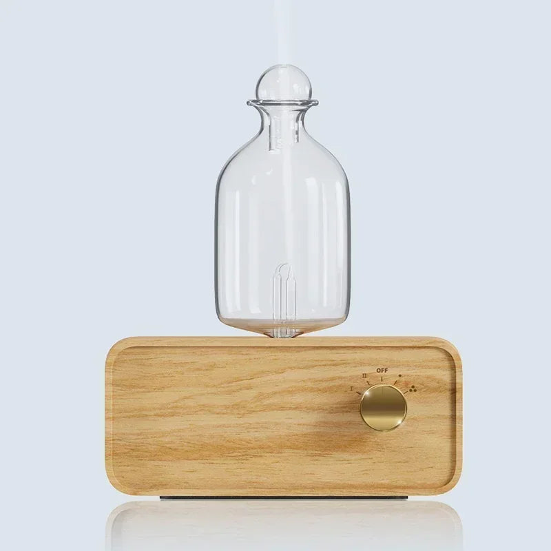 Professional Aromatherapy Nebulizer Diffuser — Wood & Glass, Waterless, 2600mAh Battery, Scent Machine