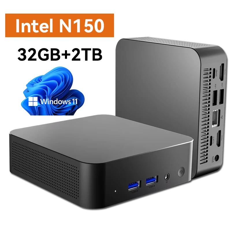 Mini PC Intel N150 – 16-32GB RAM, up to 2TB SSD, WiFi 6, BT 5.2, Windows 11 Pro