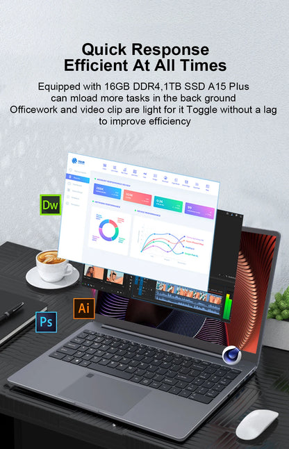 Ninkear A15 Plus – AMD Ryzen 7 5825U, 16GB DDR4, 1TB SSD, 15.6" FHD IPS, Fingerprint, Windows 11