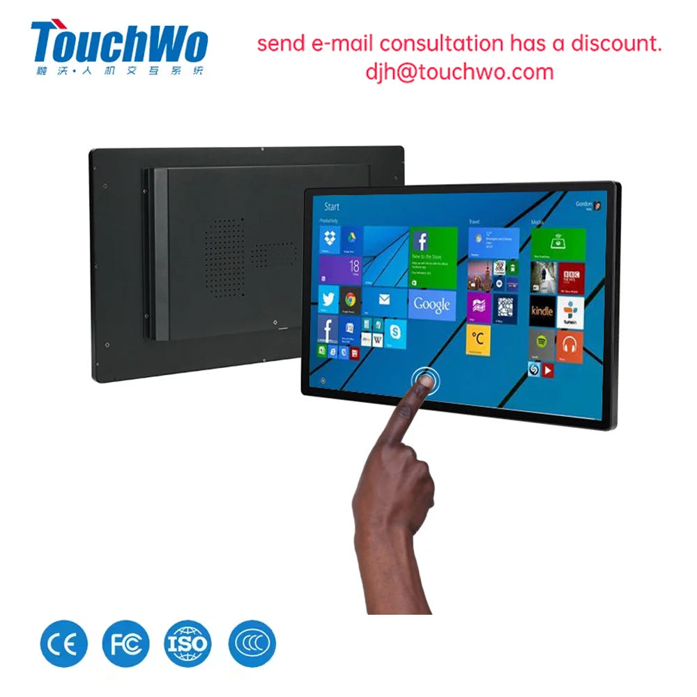 TouchWo All-in-One Touchscreen PC – 21.5" / 27" / 32", Android 11/12/14 or Windows 10/11, Industrial Grade