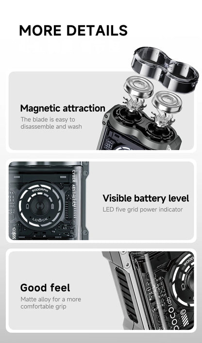 DOCOLAB Mini Portable Magnetic Electric Shaver – Double-Head Waterproof Razor for Men