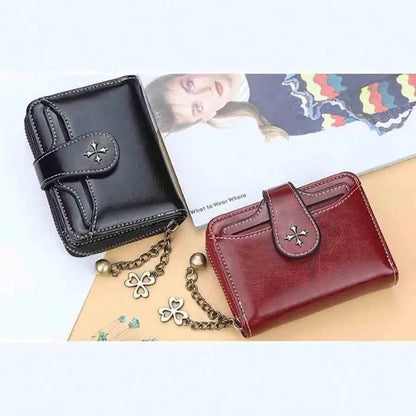 AEDG Retro Mini Leather Wallet with Zipper