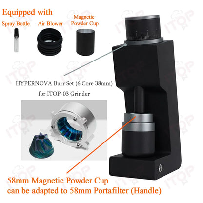 ITOP 03 Electric Coffee Grinder – 48mm Flat Burr, 7-Core, Espresso & Filter | 110V / 220V