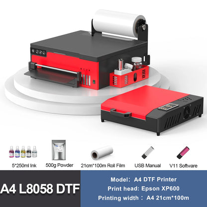 A4 DTF Printer with Epson XP600 Head & Roll Feeder