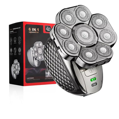 Men's Bald Head Shaver 6-in-1 | 9 Floating Blades | Beard, Nose & Ear Trimmer | Rechargeable