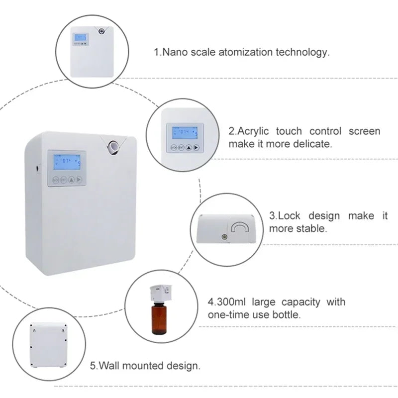 Waterless Aroma Diffuser 300ml — WiFi Control, Essential Oil, Timer Function, Home & Hotel