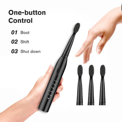 Rechargeable electric toothbrush with 5 modes, waterproof design, and 30-day battery life from R.E.D. Shopping.