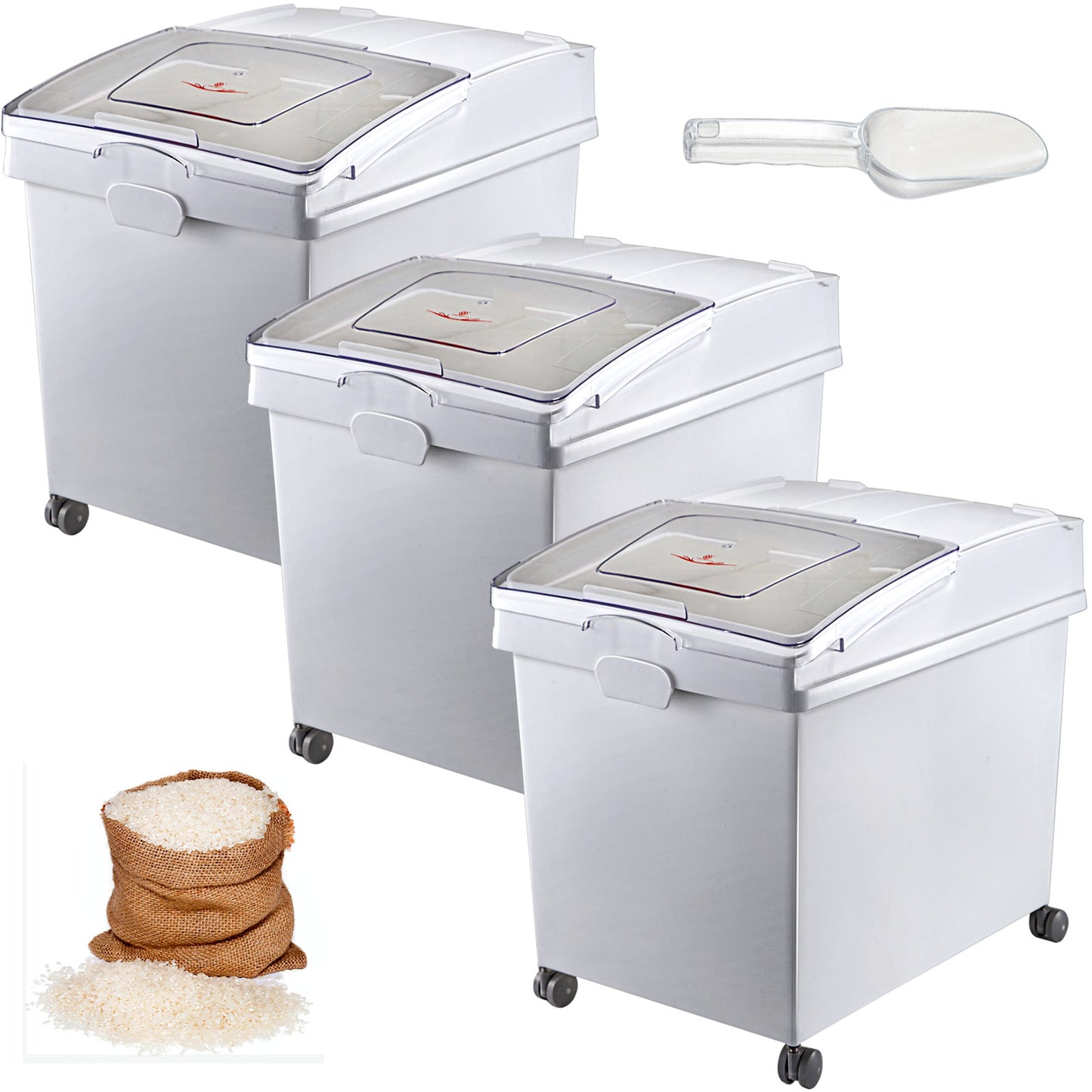 VEVOR 25L Dry Ingredient Storage Bin with Scoop & Casters – Dustproof, Commercial Kitchen