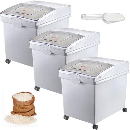VEVOR 25L Dry Ingredient Storage Bin with Scoop & Casters – Dustproof, Commercial Kitchen