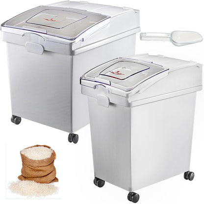 VEVOR 25L Dry Ingredient Storage Bin with Scoop & Casters – Dustproof, Commercial Kitchen