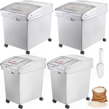 VEVOR 25L Dry Ingredient Storage Bin with Scoop & Casters – Dustproof, Commercial Kitchen