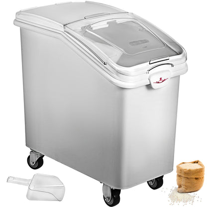 VEVOR 25L Dry Ingredient Storage Bin with Scoop & Casters – Dustproof, Commercial Kitchen
