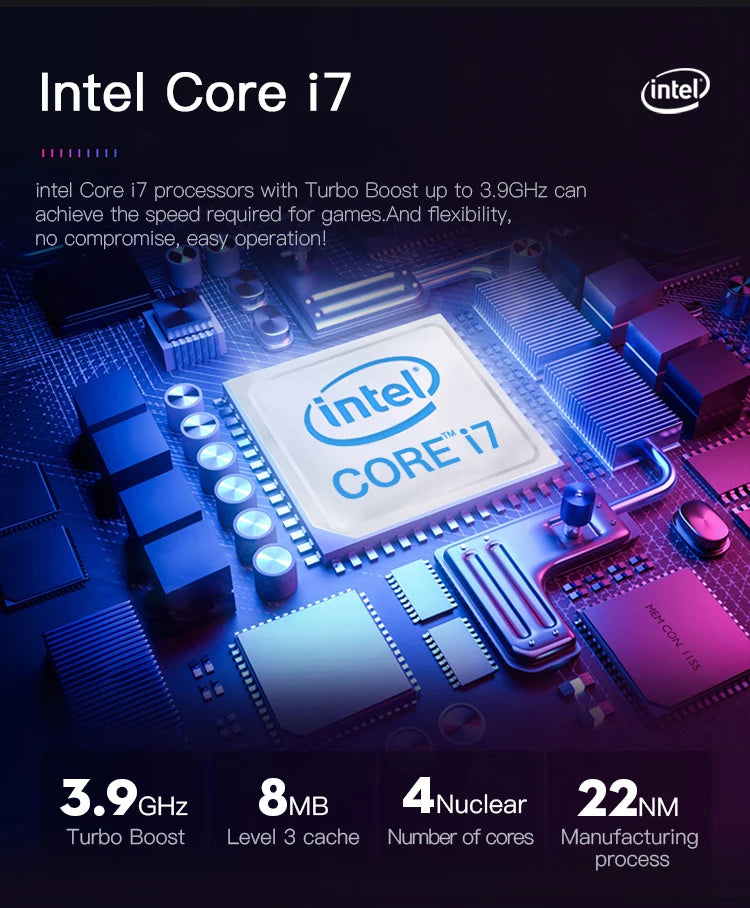 Aotesier Core i7 desktop PC full set with 8GB or 16GB RAM, 256GB SSD, suitable for home office and gaming, branded R.E.D. Shopping.