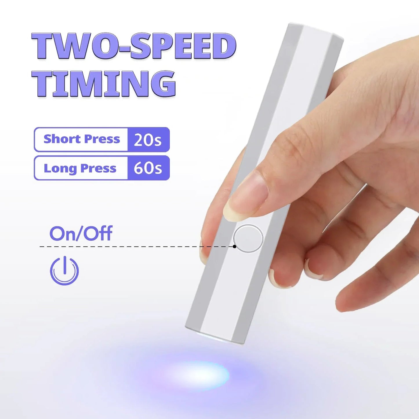Mini UV LED nail lamp from R.E.D. Shopping, compact gel polish curing device with multiple LED lights for quick drying.
