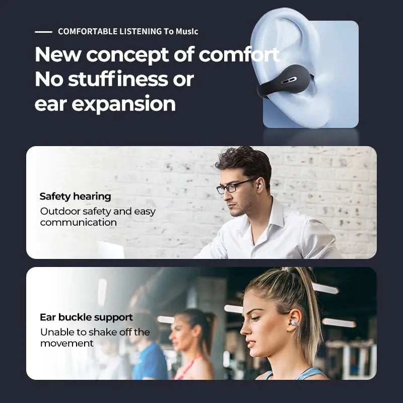 Wireless Bluetooth earphones with deep bass and clear sound from R.E.D. Shopping, shown in black with ergonomic earbuds and inline controls.