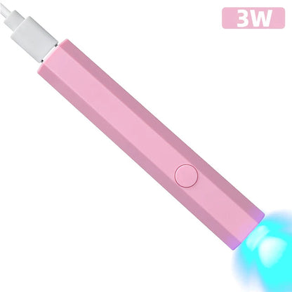 Mini UV LED nail lamp by R.E.D. Shopping for gel polish curing, compact design with multiple UV LED bulbs for quick nail drying.