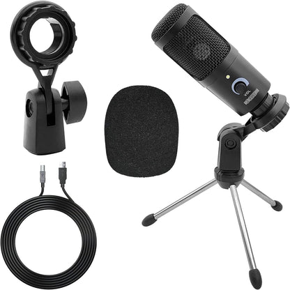 R.E.D. Shopping 5Core recording microphone podcast bundle with condenser mic, desk stand, foam cover, and shock mount for audio recording