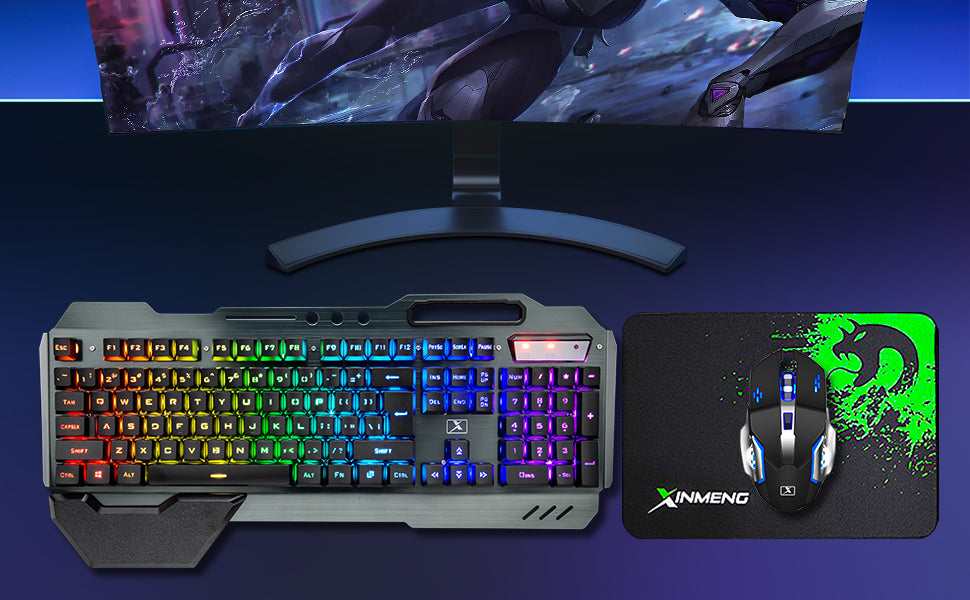 MAMBASNAKE K680 Wireless Keyboard & Mouse Set – 3800mAh, Rainbow Backlit, for PC, PS4, PS5, Xbox