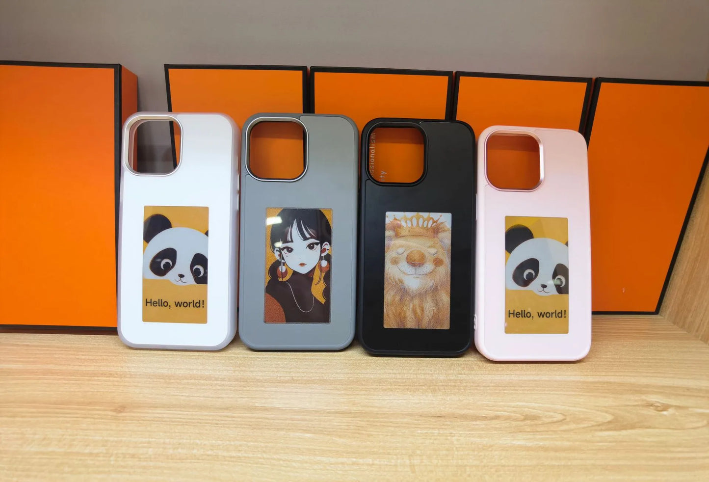 E-ink screen DIY phone case for iPhone with customizable display, compatible with mobile phone accessories from R.E.D. Shopping.