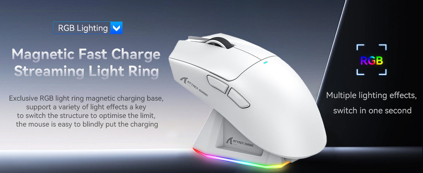 ATTACK SHARK X11 Wireless Gaming Mouse – 22K DPI, 59g, RGB, Tri-Mode (2.4G/BT/Wired) + Charging Dock