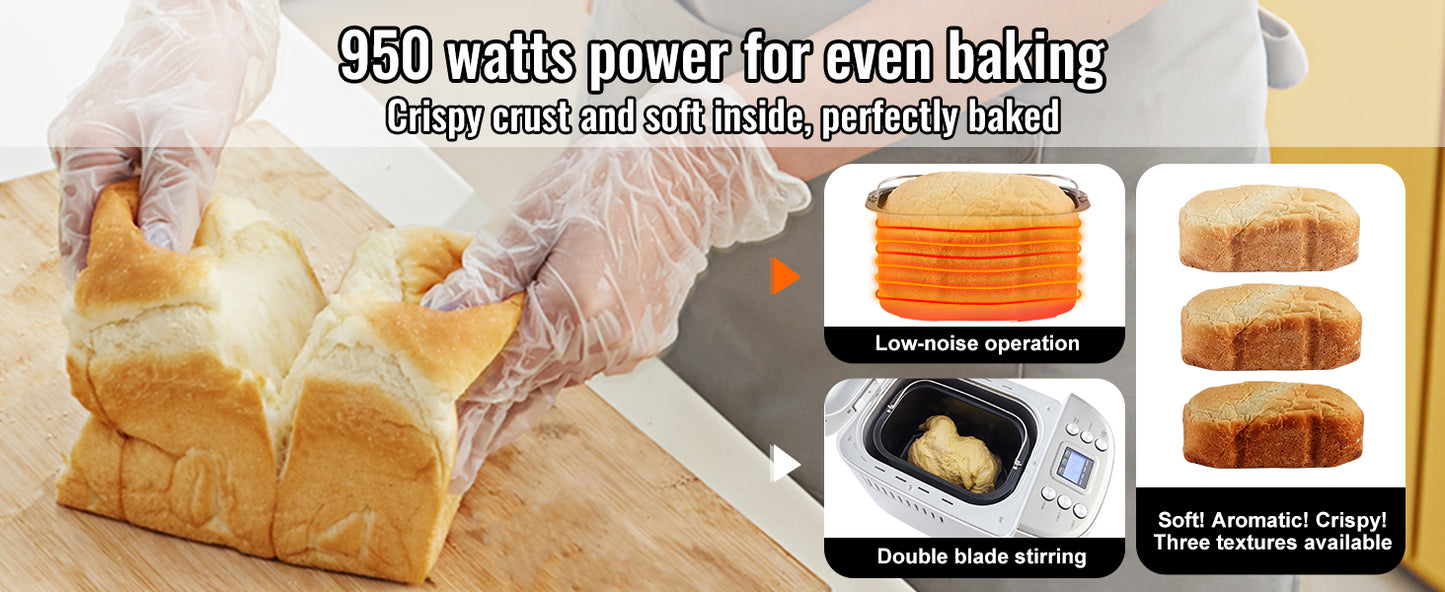 SucceBuy Bread Maker 15-in-1 – 2/3 LB, Nonstick Ceramic Pan, Gluten Free Setting, Auto