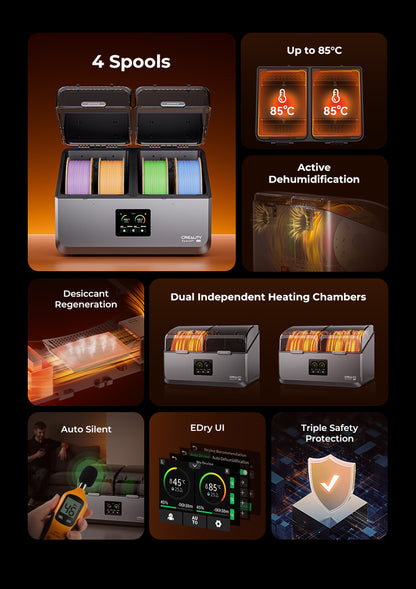 Creality Space Pi X4 Filament Dryer – Dual Chamber, Active Dehumidification