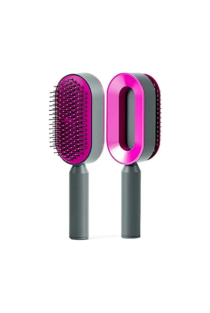 R.E.D. Shopping self-cleaning pet grooming brush with ergonomic handle for easy pet grooming and hair removal.