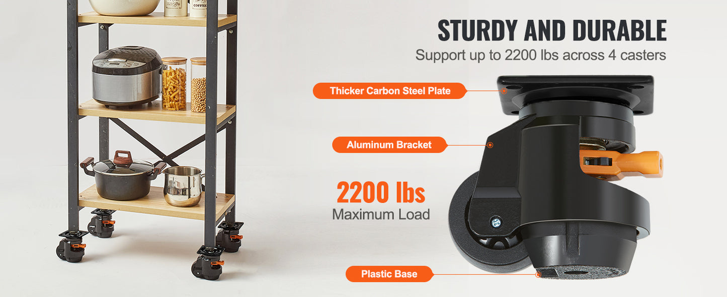 SucceBuy Leveling Caster Wheels – 4 Pcs Heavy Duty Swivel with Height Adjustment