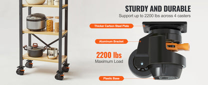SucceBuy Leveling Caster Wheels – 4 Pcs Heavy Duty Swivel with Height Adjustment
