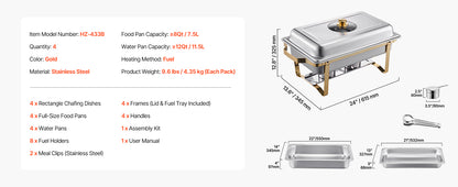 SucceBuy 2/4 Pack Chafing Dish Buffet Set – Stainless Steel, EU Warehouse