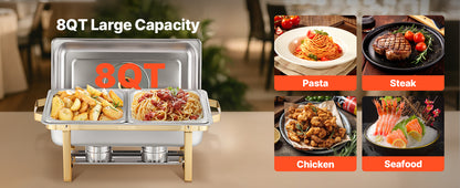SucceBuy Chafing Dish Buffet Set | 2 or 4 Pack | Stainless Steel Half Size Pans | CE Certified | Catering Warmer