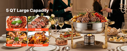 SucceBuy Chafing Dish Set 4-Pack | 9L Each | Stainless Steel | Buffet & Catering | EU