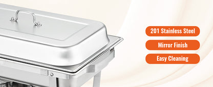 SucceBuy 8QT Rectangle Chafing Dish Set – 2/4/6 Pack Buffet Catering Warmer