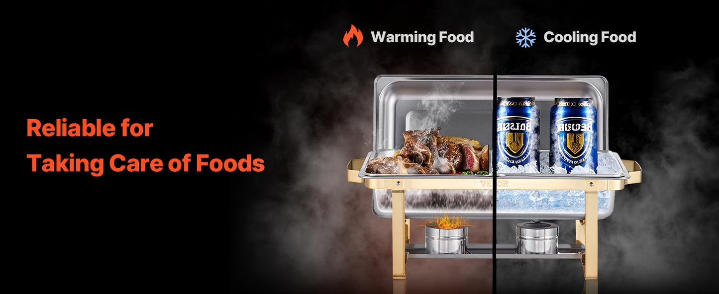 SucceBuy 8 Qt Chafing Dish Buffet Set 4-Pack | Stainless Steel Catering Warmer