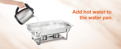SucceBuy 8QT Rectangle Chafing Dish Set – 2/4/6 Pack Buffet Catering Warmer