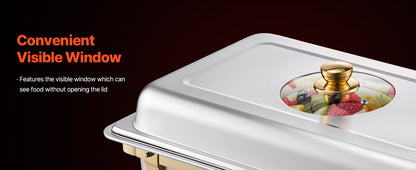 SucceBuy Chafing Dish Buffet Set | 2 or 4 Pack | Stainless Steel Half Size Pans | CE Certified | Catering Warmer