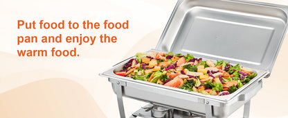 SucceBuy 8QT Rectangle Chafing Dish Set – 2/4/6 Pack Buffet Catering Warmer