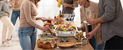 SucceBuy 8QT Rectangle Chafing Dish Set – 2/4/6 Pack Buffet Catering Warmer