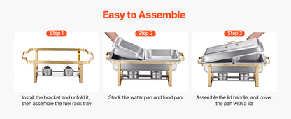 SucceBuy 8 Qt Chafing Dish Buffet Set 4-Pack | Stainless Steel Catering Warmer