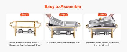 SucceBuy Chafing Dish Buffet Set | 2 or 4 Pack | Stainless Steel Half Size Pans | CE Certified | Catering Warmer