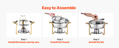 SucceBuy 4-Pack Round Chafing Dish Buffet Set – Stainless Steel Catering Warmer