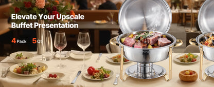 SucceBuy Chafing Dish Set 4-Pack | 9L Each | Stainless Steel | Buffet & Catering | EU