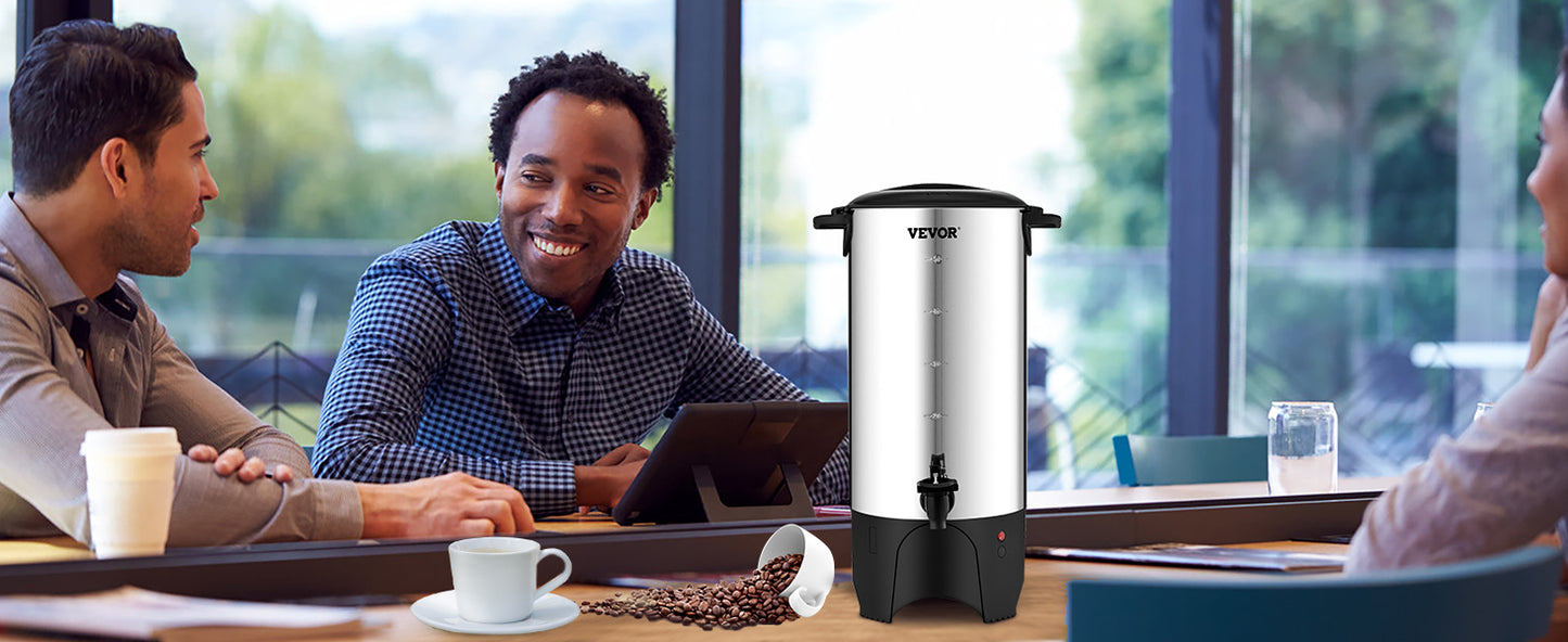 SucceBuy 50-Cup Commercial Coffee Urn – 1000W Stainless Steel Large Dispenser